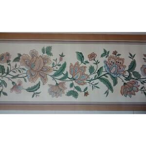 Light Brown Floral Wallpaper Border - Tan / White with Flowers - 5 yds
